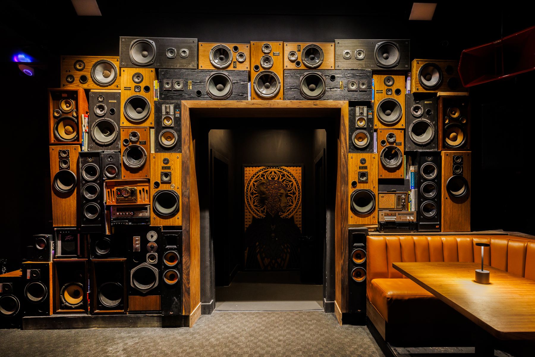 The VOID speaker wall around the entrance